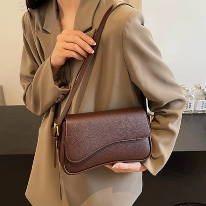 Vintage PU Leather Crossbody Bags for Women Red Lychee Pattern Flap Shoulder Bag Simple Fashion Satchels Handbags and Purses